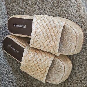 Jeffrey Campbell Marla woven natural sea grass heeled sandals size 7